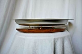 Vintage Mirro Medallion Mid - Century Modern Aluminum/wood Carve & Serve Platter