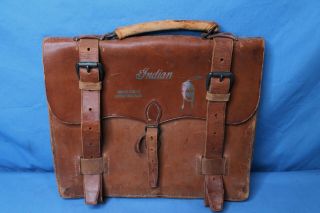 Rare 1920s Hendee Indian Motocycle Embossed Leather Motorcycle Satchel Case