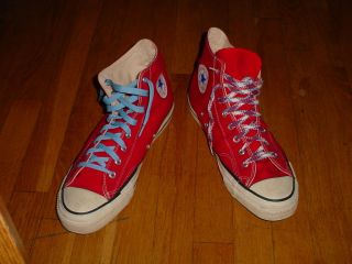 Vintage 70s Converse USA Made RED Canvas Chuck All Star HIGH Top Shoes 13 Mens 2