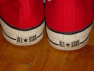 Vintage 70s Converse USA Made RED Canvas Chuck All Star HIGH Top Shoes 13 Mens 4