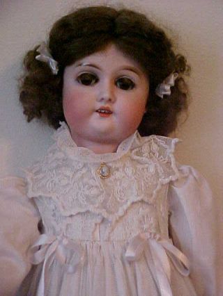 22 " Bergmann Bbi Bisque Head Doll W/sleep Eyes,  Compo Bjb,  Antique Dress/undies