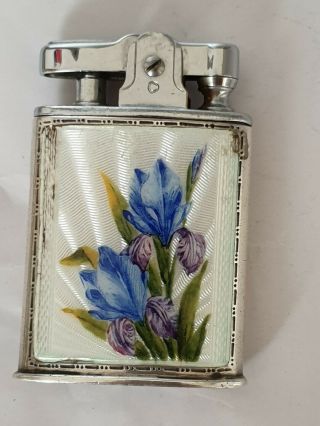 Vintage Ronson Guilloche Sterling Silver Sleeve Petrol Lighter 2
