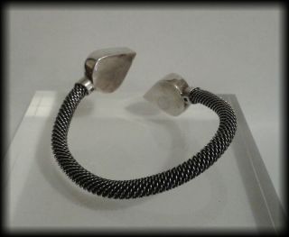 Unusual Design Vintage Egyptian Solid Silver & Coral Cabochon Bracelet - 40g 4
