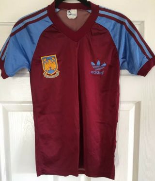 Ultra Rare Vintage West Ham United Football Shirt 1982 - 83 Adidas Home Strip Kit