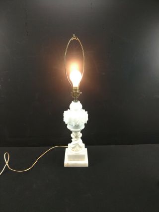Vintage Neoclassical Italian Alabaster Carved Marble Table Lamp 1