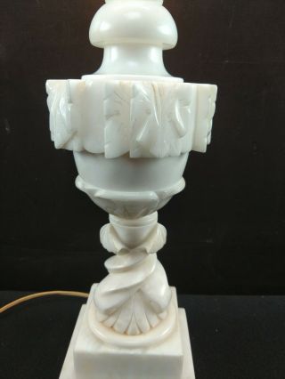 Vintage Neoclassical Italian Alabaster Carved Marble Table Lamp 1 3