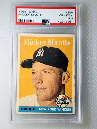 1958 Topps Mickey Mantle 150 Psa 4.  5 Vg - Ex,  Vintage Baseball Hof Centered