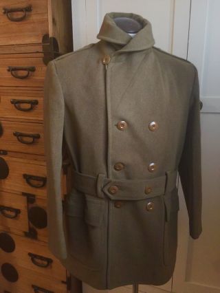 Vintage 1942 Us Ww2 Army Officers Reefer Coat Shawl Collar Sz 38 Rare Htf