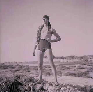 Vintage 1940s Photo Negative Male Pirate Man Semi Nude Gay Interest Art Physique