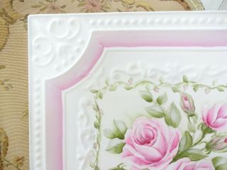 byDAS ROMANTIC PINK ROSES CEILING TILE hp hand painted Farm chic shabby vintage 5