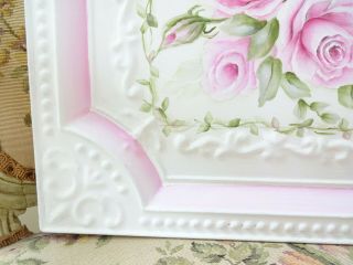byDAS ROMANTIC PINK ROSES CEILING TILE hp hand painted Farm chic shabby vintage 7