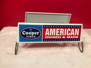 Vintage 1960s Cooper Tires Dealer Display Rack W/ 2 Signs 4