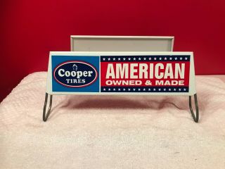 Vintage 1960s Cooper Tires Dealer Display Rack W/ 2 Signs 6