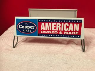 Vintage 1960s Cooper Tires Dealer Display Rack W/ 2 Signs 8