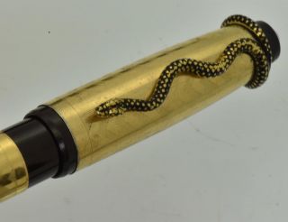 Very Rare 18k Gold Plated Vintage Fountain Pen With Snake Clip C1930 