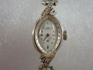 Vintage Lady Hamilton 761 Wrist Watch 14k Gold I&w Case & Six Diamond Chips