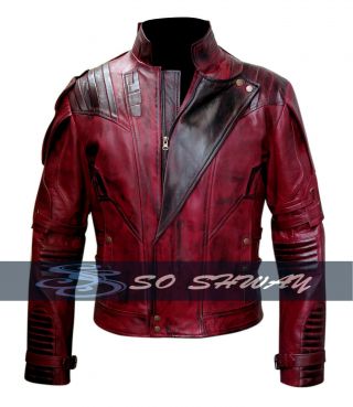 Guardians Of The Galaxy 2 Star Lord Chris Pratt Maroon Real Leather Jacket