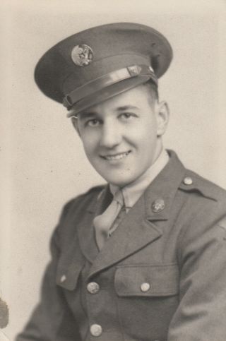 Wwii Photo Us Army Infantry Enlisted Man Wearing Visor Hat Portrait 46