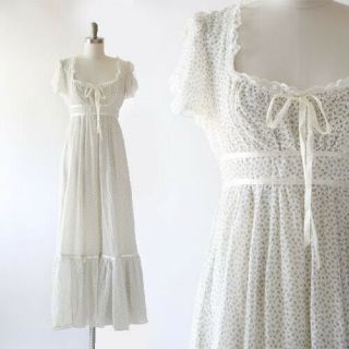Vintage 70s Gunne Sax Floral Boho Festival Wedding Dress Xs