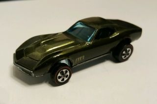 1968 Vintage Hot Wheels Redline Toned Dark Olive Custom Corvette Hk Ver