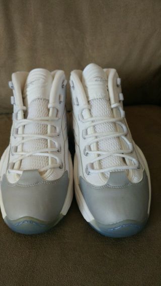 Men ' s 11 Vintage White & Gray OG Allen Iverson Question Reebok Basketball Shoes 2