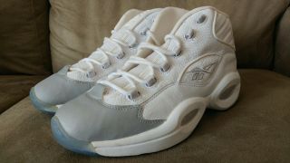 Men ' s 11 Vintage White & Gray OG Allen Iverson Question Reebok Basketball Shoes 4