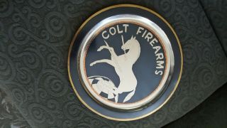 Vintage Colt Firearms Logo Various Metals12 " Hanging Plate,  Etched& Layered Rare