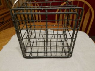 VINTAGE 1960 DE COURSEY DAIRY METAL WIRE 4 GALLON BOTTLE MILK CRATE 3