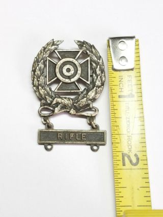 Vintage WW2 WWII US Military Krew Sterling Silver RIFLE Marksman Badge Pin Back 3