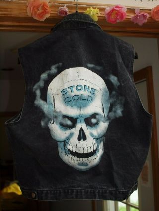 Vintage Wwf Stone Cold Steve Austin 3:16 Denim Vest Mens Size S Small