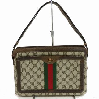 Authentic Vintage Gucci Shoulder Bag Gg Sherry Browns Pvc 506023