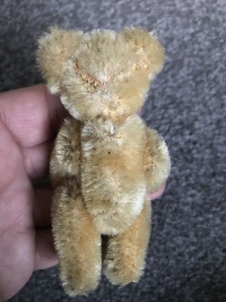 RARE VINTAGE C1950 Jointed Steiff 3.  5” Miniature Blonde Mohair Bear Cutest Face 6