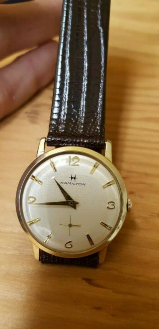 Vintage 1960s Hamilton Wrist Watch 10k Rgp 17 Jewel Cal 686 Teju Strap Beauty