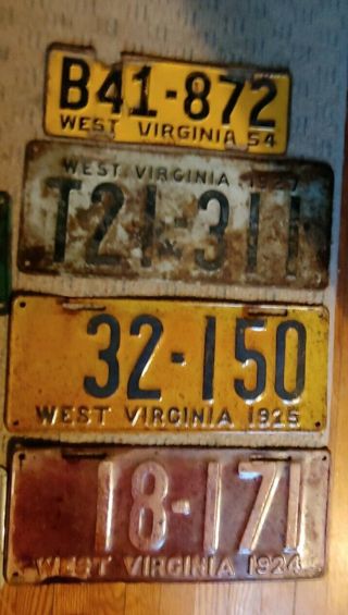 1924,  25,  27,  54,  West Virginia,  Group (4) Rough Vintage,  Passenger License Plate