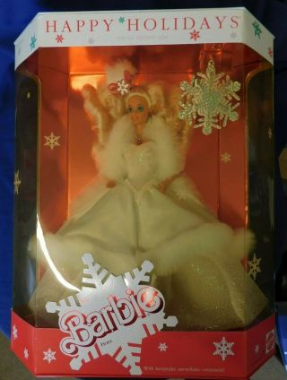 Vintage 1989 Happy Holidays Christmas Barbie 2nd In Series