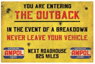 Ampol Roadhouse The Outback Tin Sign 80x53cm Ampol Roadhouse Vintage Tin Sign