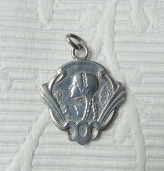 1900s Art Nouveau 800 Silver Pendant - Spinner Girl - The Three Spinners