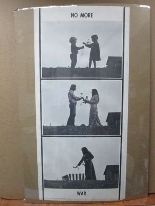 Vintage Black /white Poster Make Love,  No More War Peace 1970 