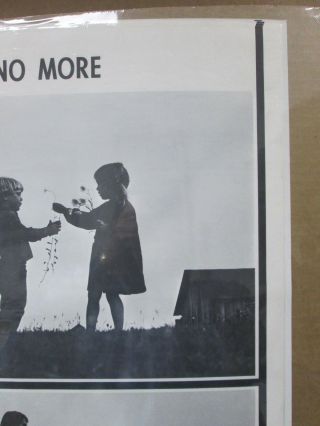 Vintage Black /White Poster Make love,  No more war Peace 1970 ' s in G536 2