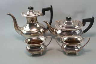 Vintage 4 Piece Silver Plated Tea Set Silver Viners Of Sheffield Alpha Plate