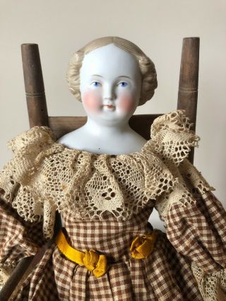 Rare 17 In.  Antique Parian China Head Doll Cafe Au Lait