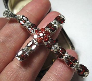 Vintage Style Art Deco Hallmarked Sterling Silver Large Cross Necklace Pendant