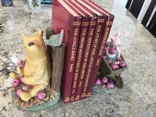 Vintage Disney Winnie The Pooh & Piglet Bookends Michel & Co.  Plus Classic Books