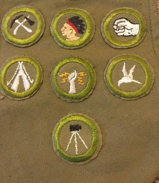 Early Vtg Boy Scout Merit Badge set / sash 2