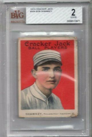 1915 Cracker Jack 164 Bob Shawkey Bvg 2 Gd Vintage Baseball Card Set