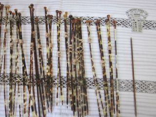 27 PRS VINTAGE FAUX TORTOISESHELL KNITTING NEEDLES & GAUGE & OPEN ENDED 2