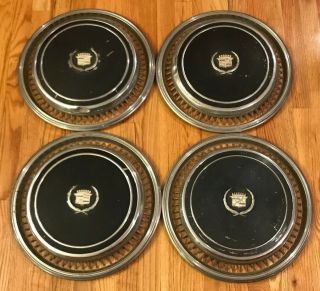 Vintage Set Of 4 Cadillac 15 " Metal Hubcaps - Made In Usa
