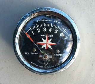 Vintage Airguide Sea Speed 7000 Rpm Marine Nautical Boat Tachometer