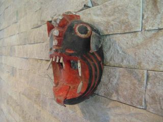 Vintage Mexican Hand Carved Wood Diablo Mask,  Guerrero Region.