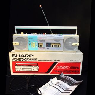 Sharp Stereo Radio Cassette Recorder 80s Pastel Colors Vintage Boombox MIB 2